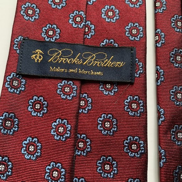 Vintage Brooks Brothers Makers and Merchants Silk Tie in Burgundy and Blue - Picture 4 of 13